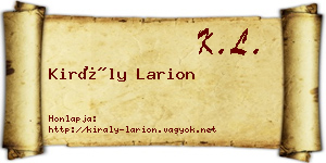 Király Larion névjegykártya